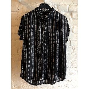 Black and White Button Down Blouse